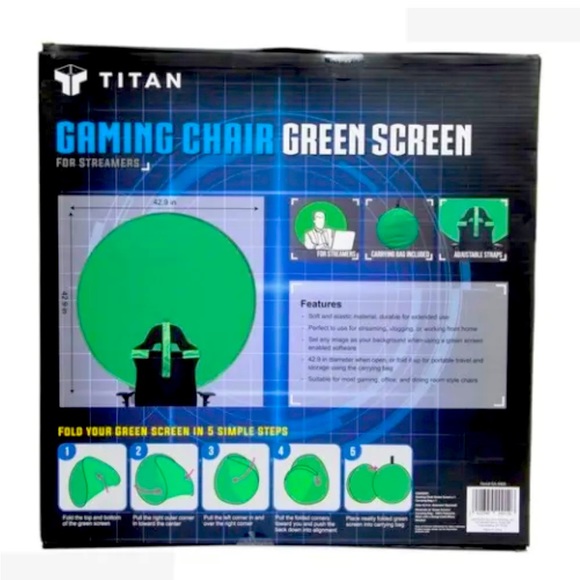 Titan Gaming Chair Green Screen for Streaming Circular 42.9" Diameter Folding - Picture 3 of 9